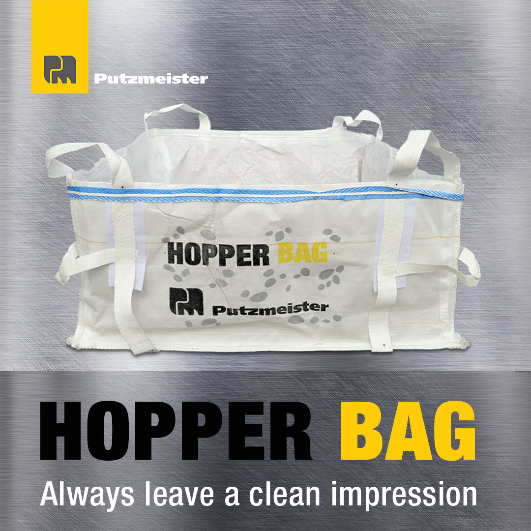 The new Putzmeister hopper bag for simple and easy cleaning on jobsites