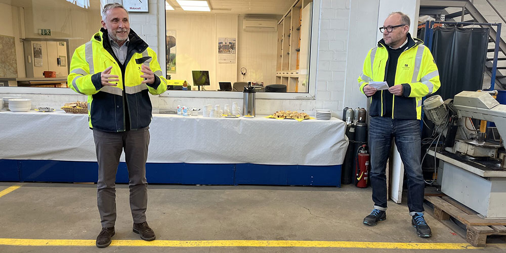 Stefan Fritz, Managing Director and Bernhard Urban Head of Customer Service Germany at Groundbreaking Ceremony for new Putzmeister Hamburg Branch